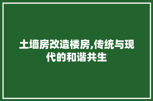 土墙房改造楼房,传统与现代的和谐共生
