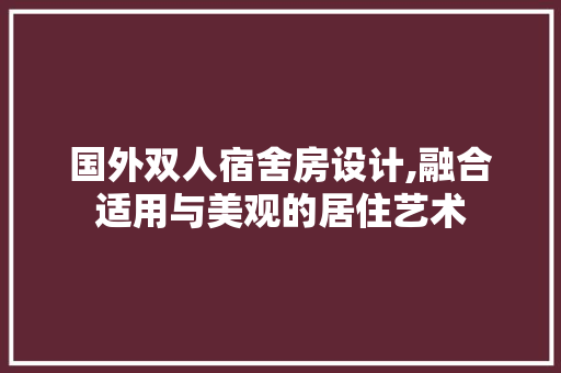 国外双人宿舍房设计,融合适用与美观的居住艺术