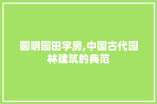 圆明园田字房,中国古代园林建筑的典范