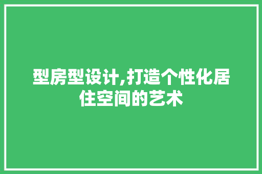 型房型设计,打造个性化居住空间的艺术 墙面装饰