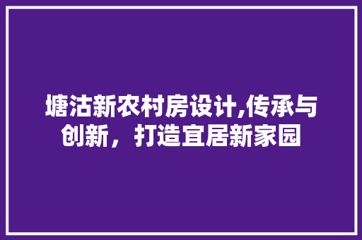 塘沽新农村房设计,传承与创新，打造宜居新家园 装修攻略