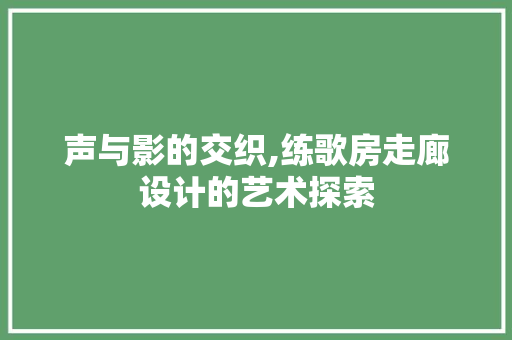 声与影的交织,练歌房走廊设计的艺术探索