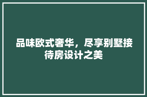 品味欧式奢华，尽享别墅接待房设计之美 墙面装饰