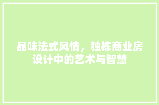品味法式风情，独栋商业房设计中的艺术与智慧 装修攻略