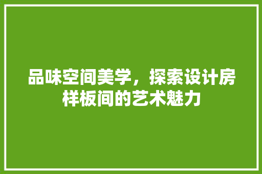 品味空间美学，探索设计房样板间的艺术魅力