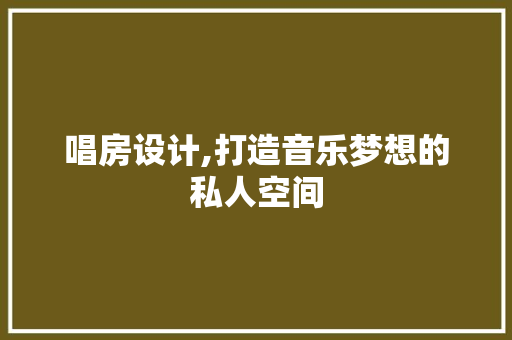 唱房设计,打造音乐梦想的私人空间 装修攻略