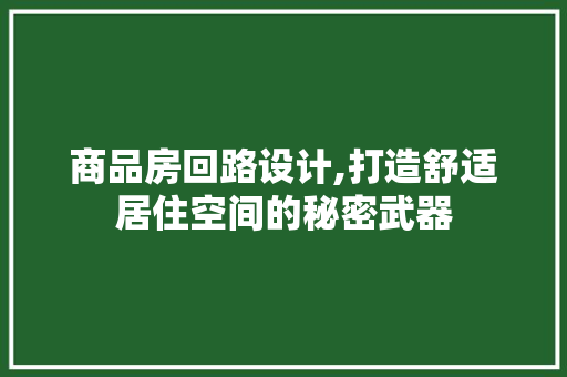 商品房回路设计,打造舒适居住空间的秘密武器