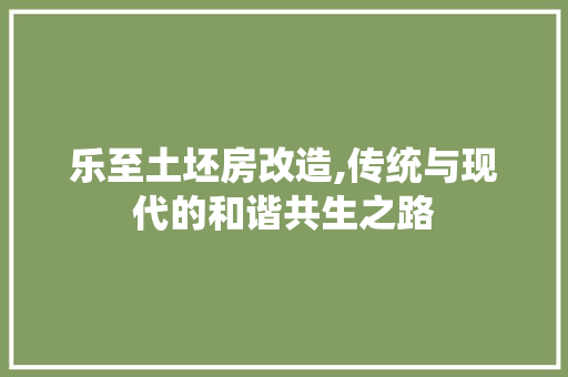 乐至土坯房改造,传统与现代的和谐共生之路