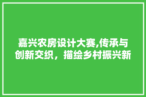 嘉兴农房设计大赛,传承与创新交织，描绘乡村振兴新蓝图