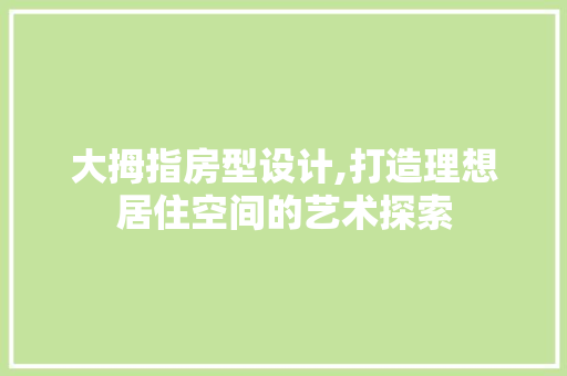 大拇指房型设计,打造理想居住空间的艺术探索