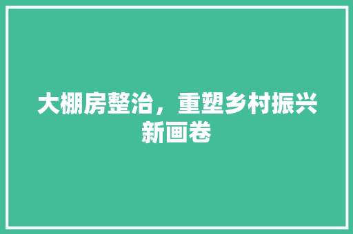 大棚房整治，重塑乡村振兴新画卷