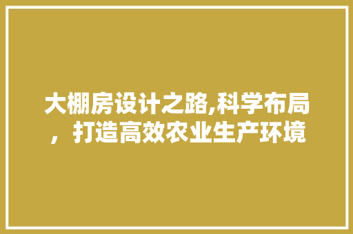 大棚房设计之路,科学布局，打造高效农业生产环境