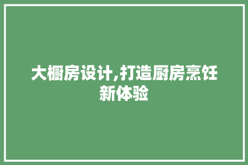 大橱房设计,打造厨房烹饪新体验