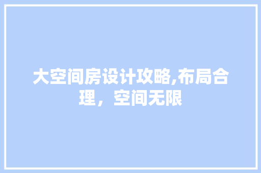 大空间房设计攻略,布局合理，空间无限