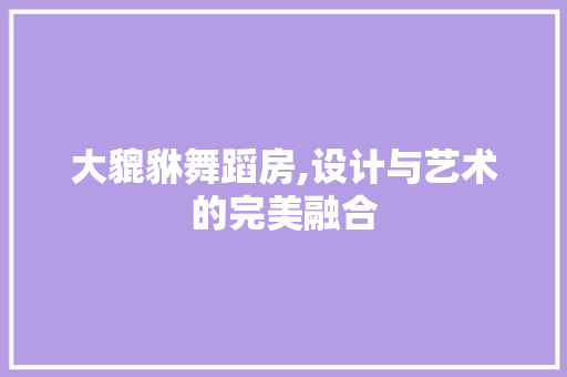 大貔貅舞蹈房,设计与艺术的完美融合