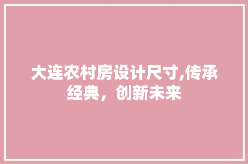 大连农村房设计尺寸,传承经典，创新未来