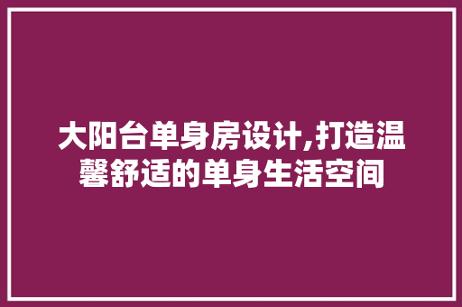 大阳台单身房设计,打造温馨舒适的单身生活空间
