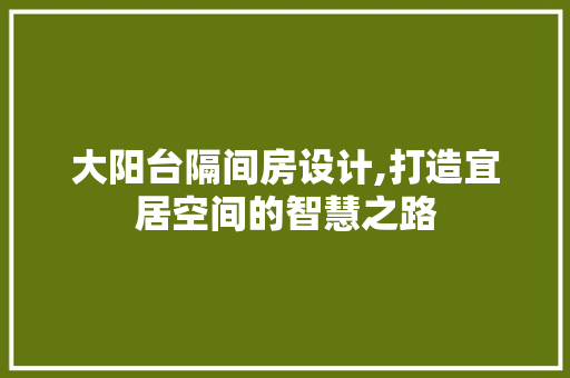 大阳台隔间房设计,打造宜居空间的智慧之路