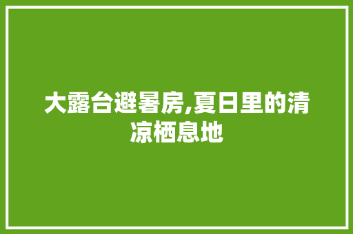 大露台避暑房,夏日里的清凉栖息地