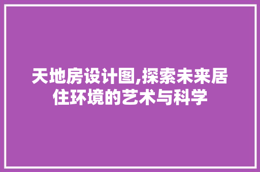 天地房设计图,探索未来居住环境的艺术与科学