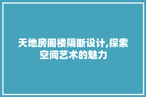 天地房阁楼隔断设计,探索空间艺术的魅力