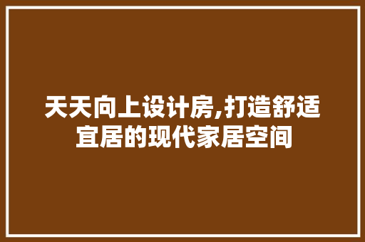天天向上设计房,打造舒适宜居的现代家居空间