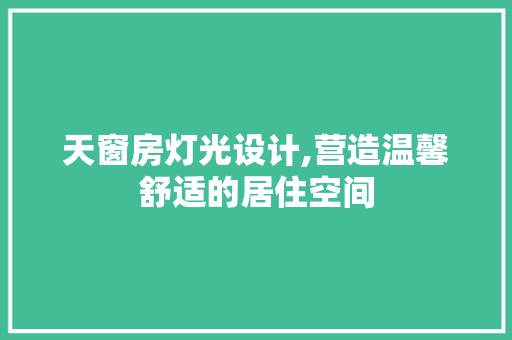 天窗房灯光设计,营造温馨舒适的居住空间