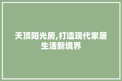 天顶阳光房,打造现代家居生活新境界