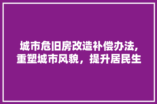 城市危旧房改造补偿办法,重塑城市风貌，提升居民生活品质