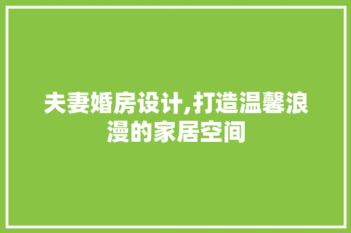 夫妻婚房设计,打造温馨浪漫的家居空间 地面装修