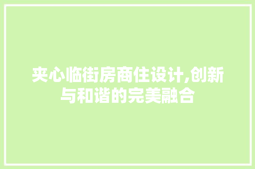 夹心临街房商住设计,创新与和谐的完美融合