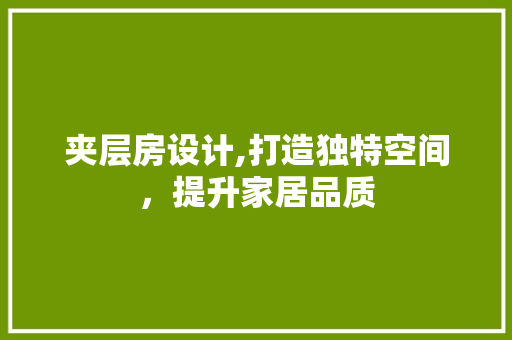 夹层房设计,打造独特空间，提升家居品质