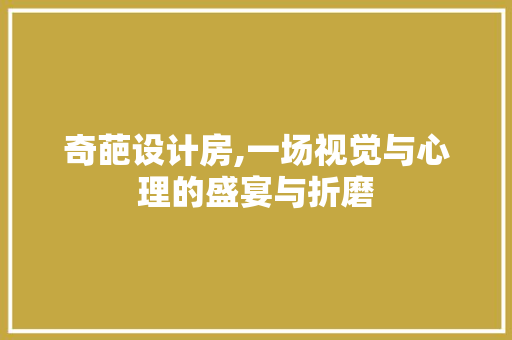 奇葩设计房,一场视觉与心理的盛宴与折磨
