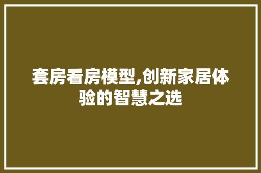 套房看房模型,创新家居体验的智慧之选 隔断设计