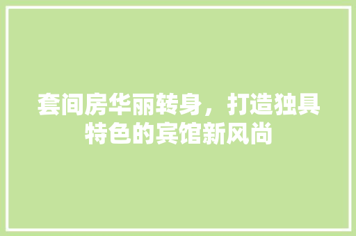 套间房华丽转身，打造独具特色的宾馆新风尚