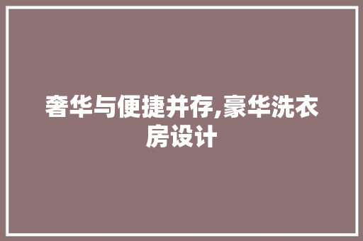 奢华与便捷并存,豪华洗衣房设计
