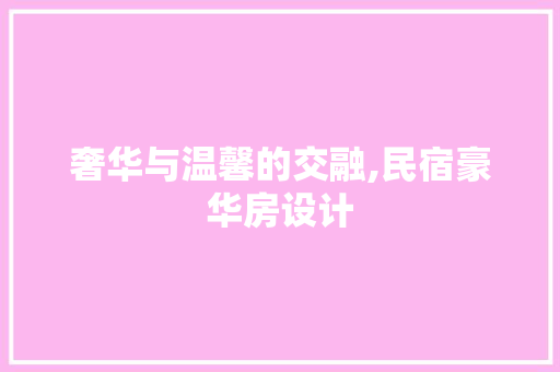 奢华与温馨的交融,民宿豪华房设计