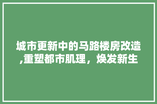 城市更新中的马路楼房改造,重塑都市肌理，焕发新生活力 门窗装修
