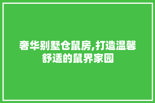 奢华别墅仓鼠房,打造温馨舒适的鼠界家园 建筑设计