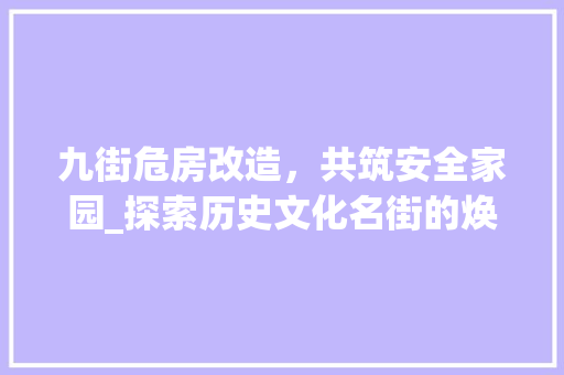 九街危房改造，共筑安全家园_探索历史文化名街的焕新之路