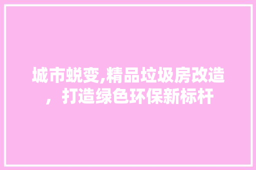 城市蜕变,精品垃圾房改造，打造绿色环保新标杆