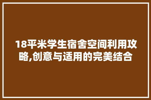 18平米学生宿舍空间利用攻略,创意与适用的完美结合