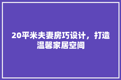 20平米夫妻房巧设计，打造温馨家居空间