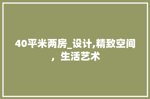40平米两房_设计,精致空间，生活艺术