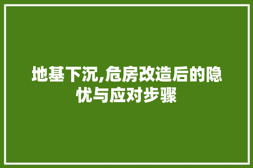 地基下沉,危房改造后的隐忧与应对步骤