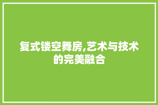 复式镂空舞房,艺术与技术的完美融合