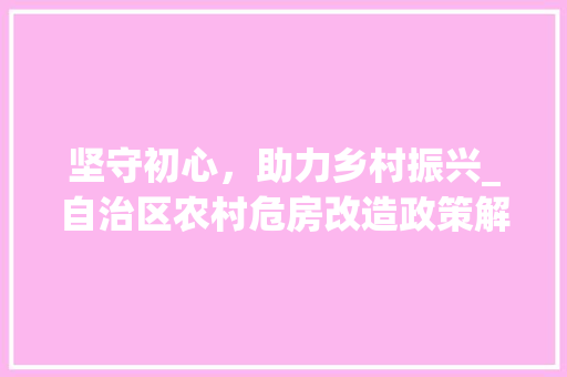 坚守初心，助力乡村振兴_自治区农村危房改造政策解读