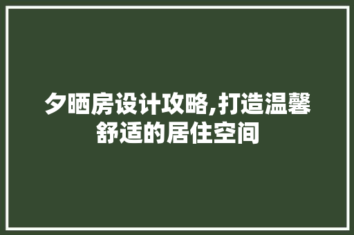 夕晒房设计攻略,打造温馨舒适的居住空间