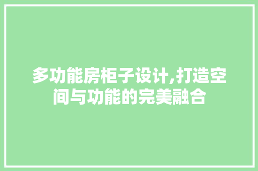多功能房柜子设计,打造空间与功能的完美融合