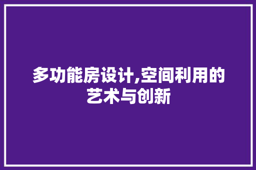 多功能房设计,空间利用的艺术与创新